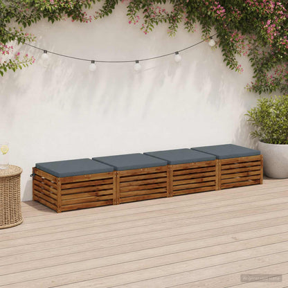 Seat Cushions SOEST 100% Polyester Anthracite 4 pcs Height 5 cm Width 80 cm Blue (melange)