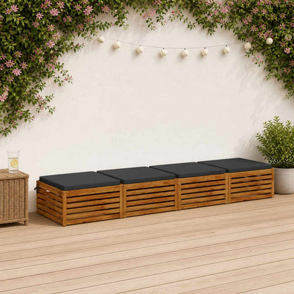 Seat Cushions SOEST 100% Polyester Anthracite 4 pcs Height 5 cm Width 80 cm Dark blue (melange)