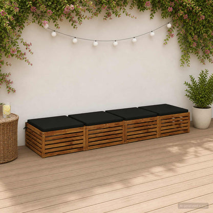 Seat Cushions SOEST 100% Polyester Anthracite 4 pcs Height 5 cm Width 60 cm Black (melange)