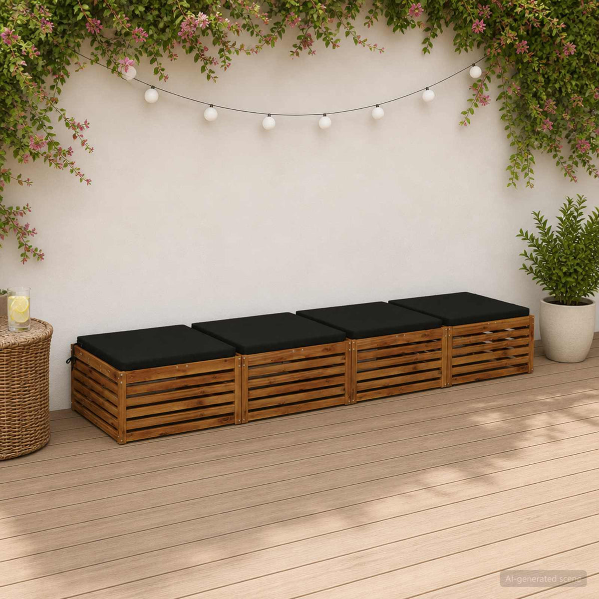 Seat Cushions SOEST 100% Polyester Anthracite 4 pcs Height 5 cm Width 80 cm Black (melange)