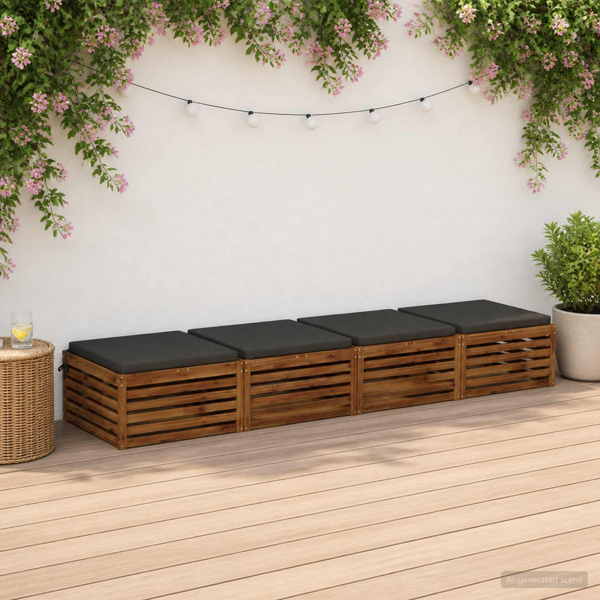 Seat Cushions SOEST 100% Polyester Anthracite 4 pcs Height 5 cm Width 60 cm Anthracite (melange)
