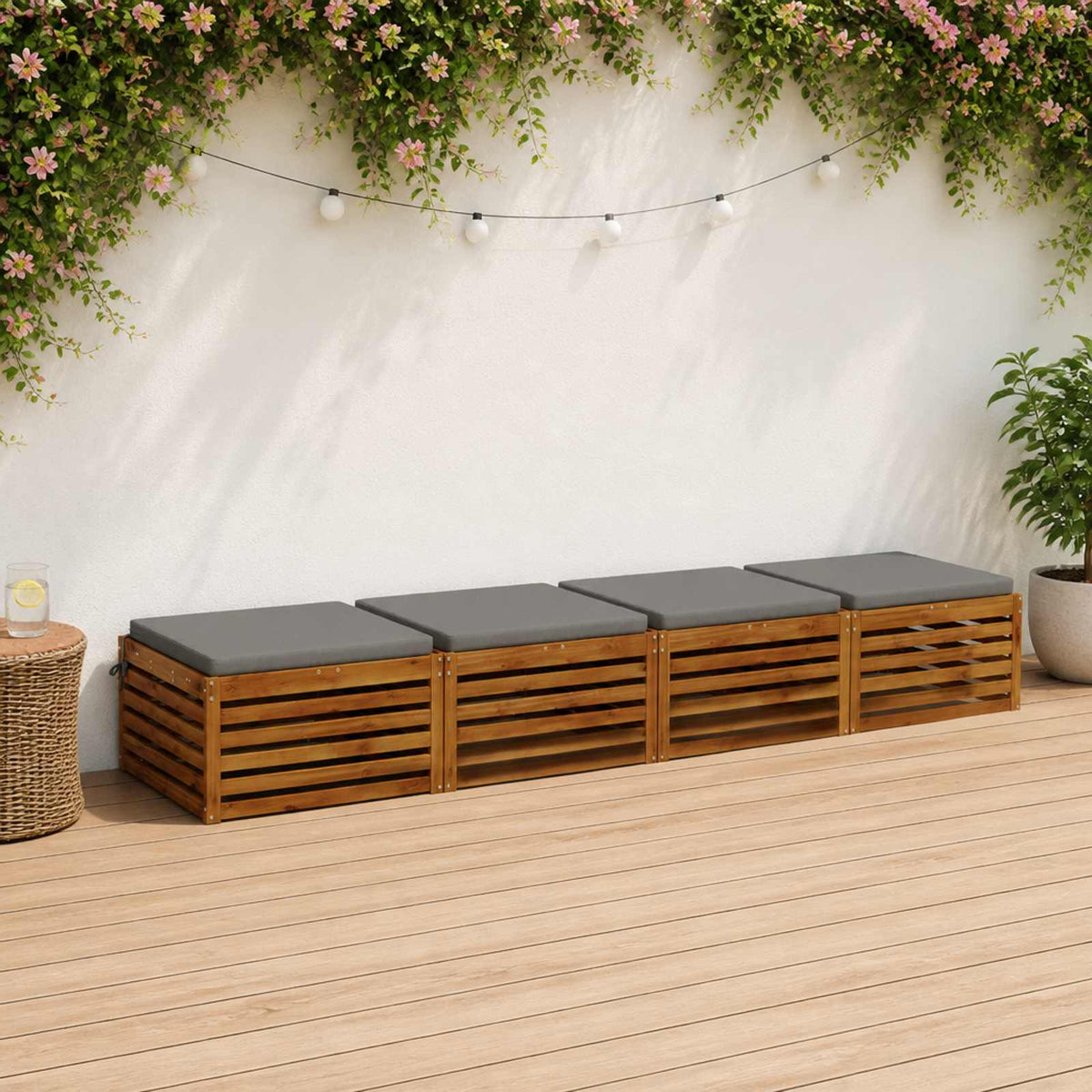 Seat Cushions SOEST 100% Polyester Anthracite 4 pcs Height 5 cm Width 60 cm Grey (melange)