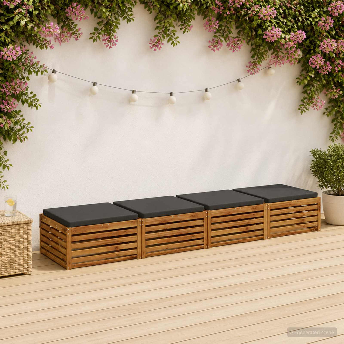 Seat Cushions SOEST 100% Polyester Anthracite 4 pcs Height 5 cm Width 80 cm Anthracite (polyester)