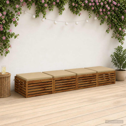Seat Cushions SOEST 100% Polyester Anthracite 4 pcs Height 5 cm Width 60 cm Beige (polyester)