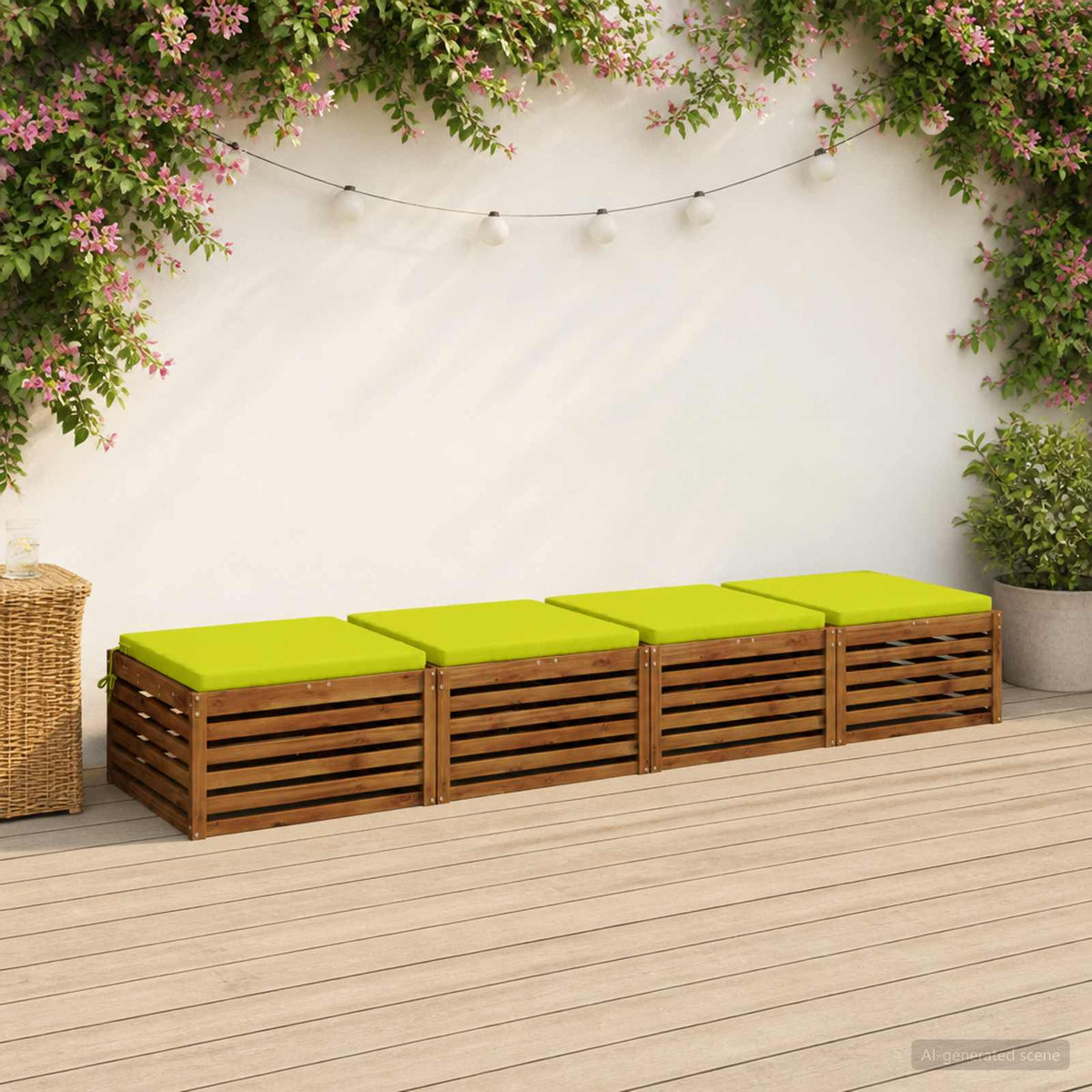 Seat Cushions SOEST 100% Polyester Anthracite 4 pcs Height 5 cm Width 60 cm Bright green (polyester)
