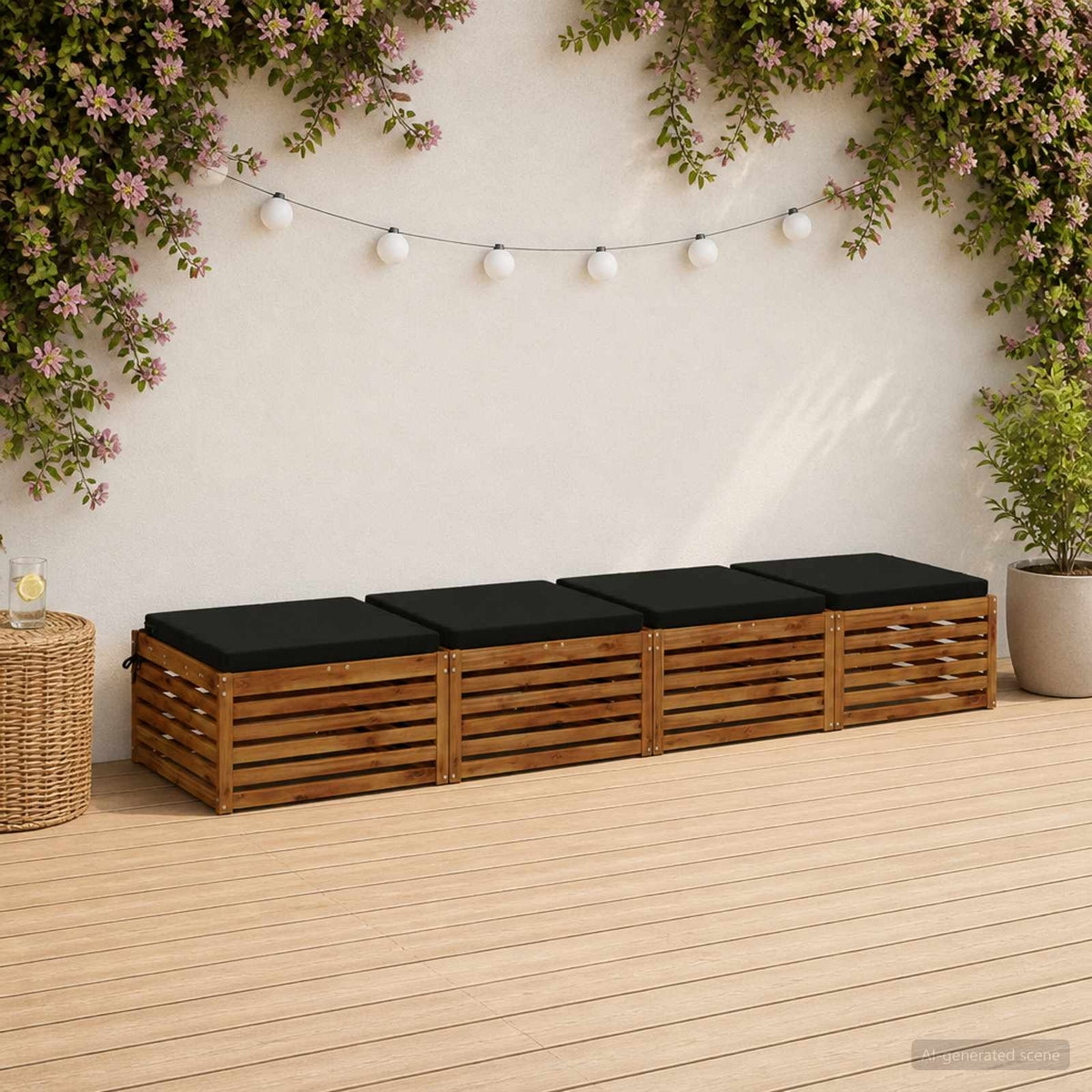 Seat Cushions SOEST 100% Polyester Anthracite 4 pcs Height 5 cm Width 60 cm Black (polyester)