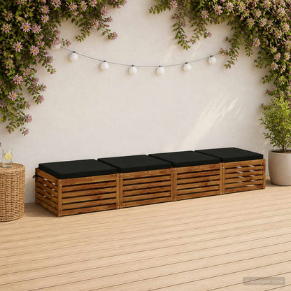 Seat Cushions SOEST 100% Polyester Anthracite 4 pcs Height 5 cm Width 60 cm Black (polyester)