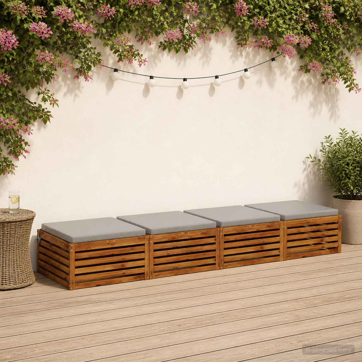 Seat Cushions SOEST 100% Polyester Anthracite 4 pcs Height 5 cm Width 80 cm Grey (polyester)