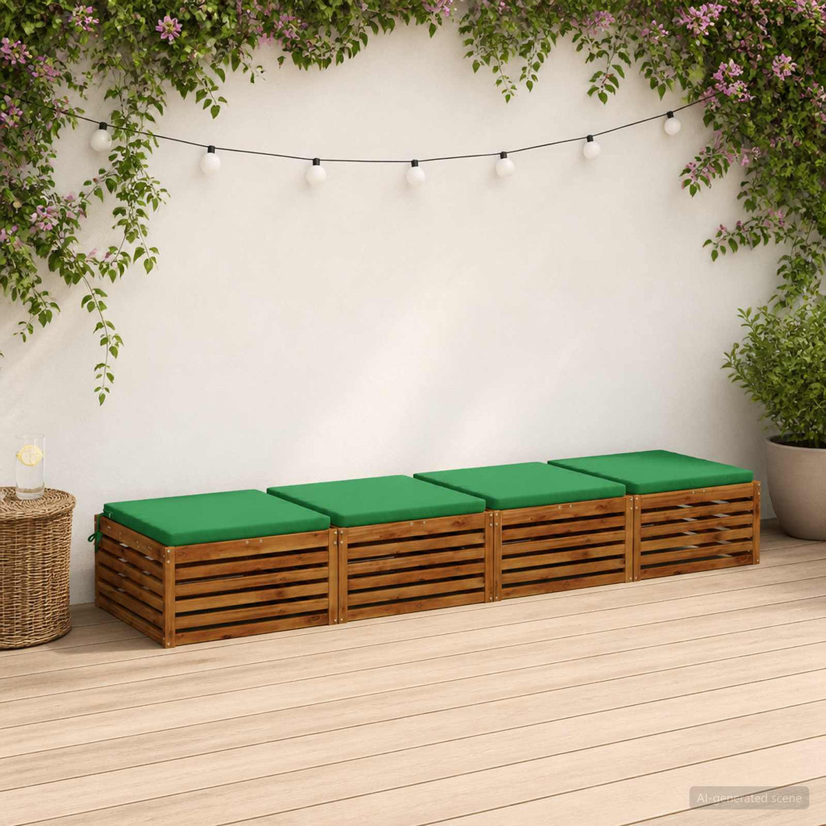 Seat Cushions SOEST 100% Polyester Anthracite 4 pcs Height 5 cm Width 60 cm Green (polyester)