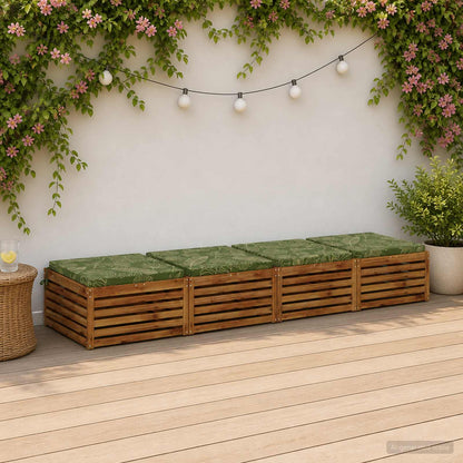 Seat Cushions SOEST 100% Polyester Anthracite 4 pcs Height 5 cm Width 80 cm Leaf design (polyester)