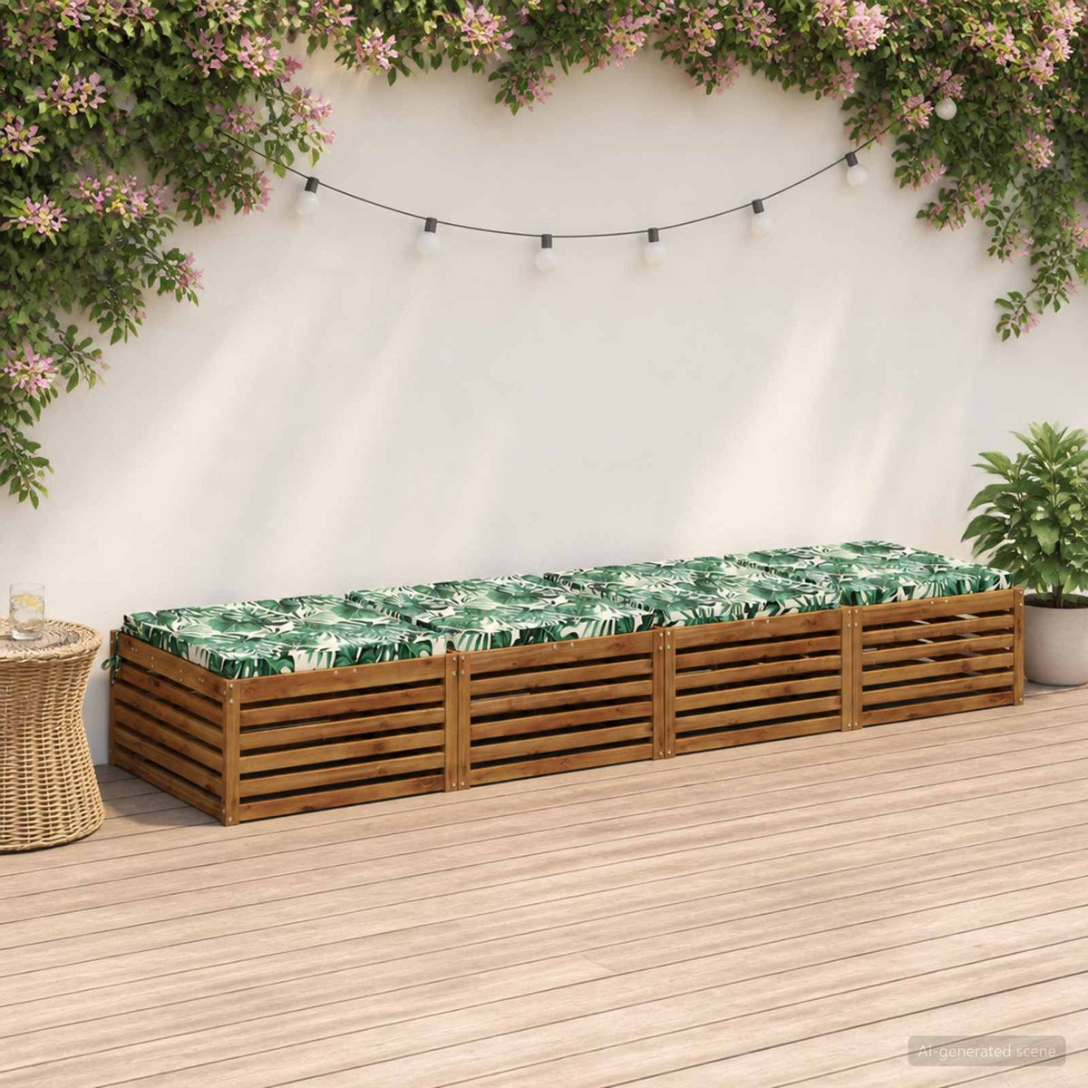 Seat Cushions SOEST 100% Polyester Anthracite 4 pcs Height 5 cm Width 80 cm Leaf pattern (polyester)