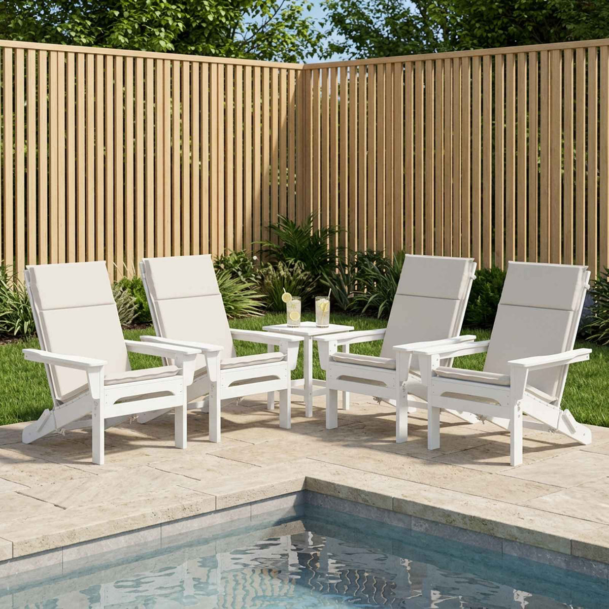vidaXL High Back Chair Cushion GEMERT 4 pcs 100% Polyester White 1