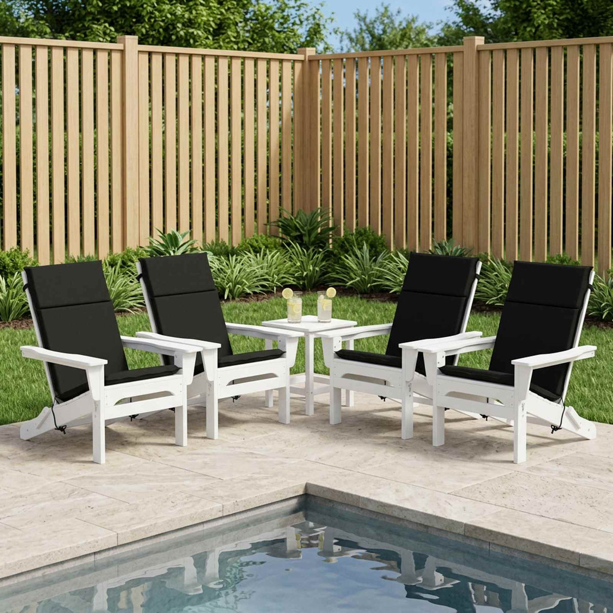 vidaXL High Back Chair Cushion GEMERT 4 pcs 100% Polyester Black 1