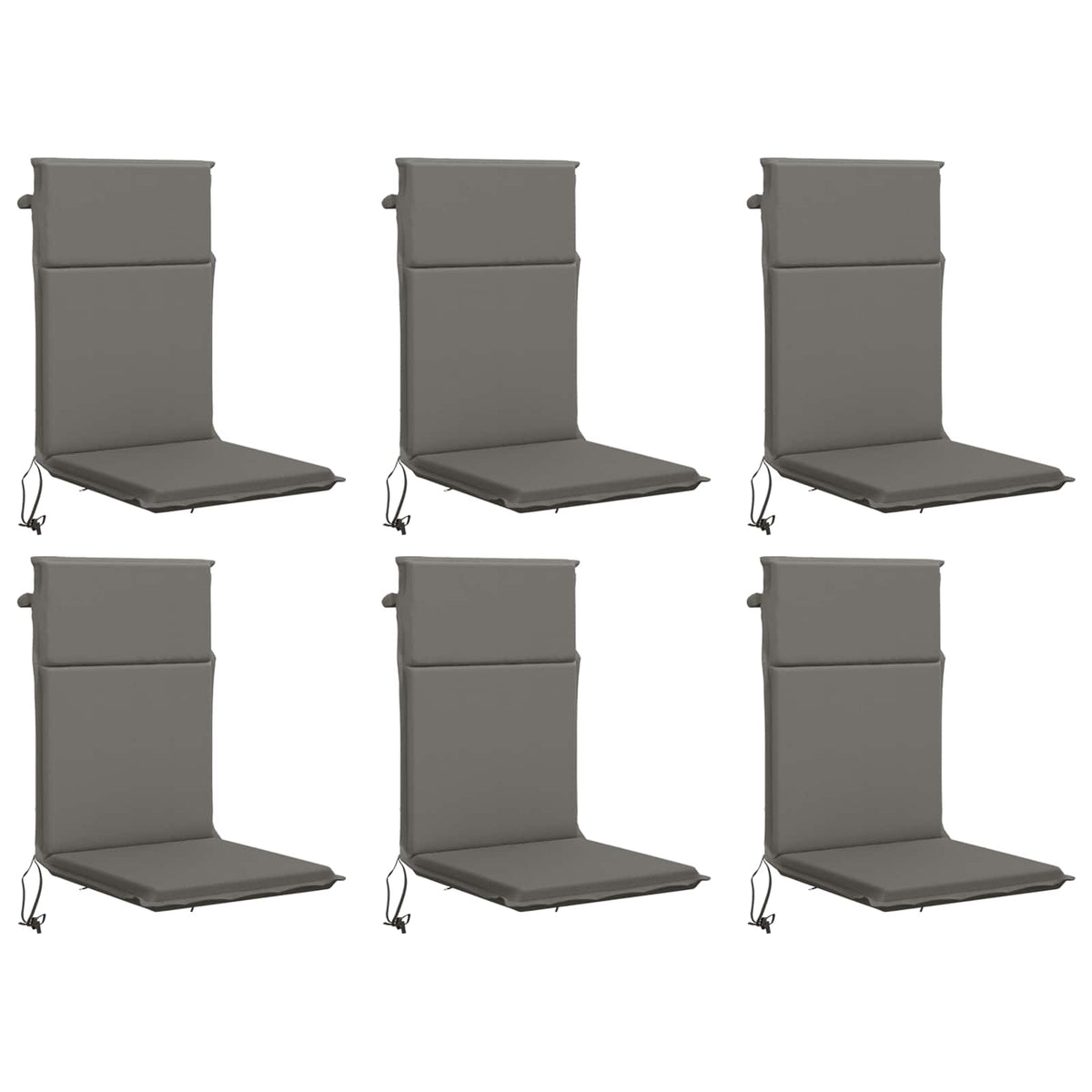 vidaXL High Back Chair Cushion GEMERT 6 pcs 100% Polyester Grey 2