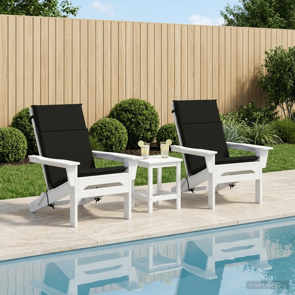 High Back Chair Cushion GEMERT 2 pcs 100% Polyester Black (polyester)