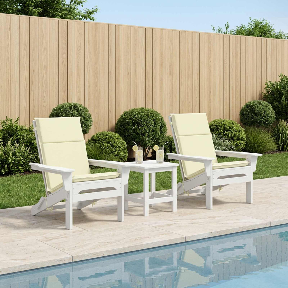 High Back Chair Cushion GEMERT 2 pcs 100% Polyester Cream (polyester)