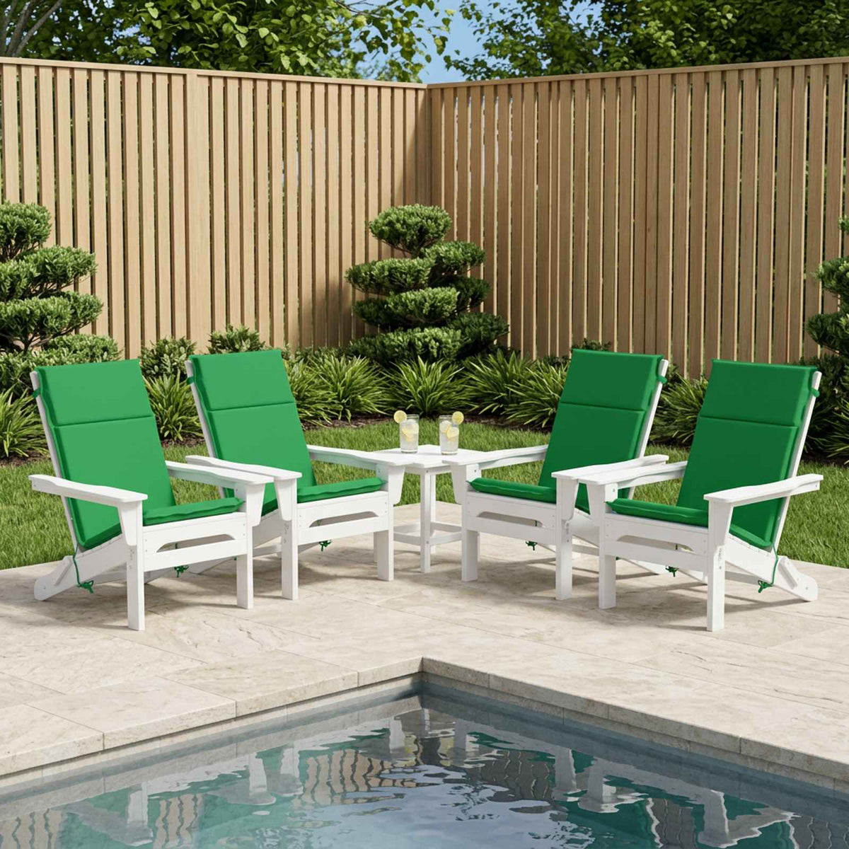 vidaXL High Back Chair Cushion GEMERT 4 pcs 100% Polyester Green 1
