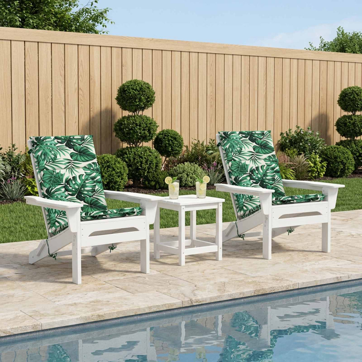 High Back Chair Cushion GEMERT 2 pcs 100% Polyester Leaf pattern (polyester)
