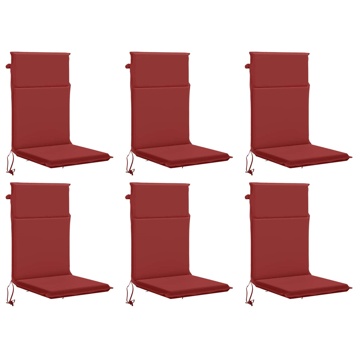 vidaXL High Back Chair Cushion GEMERT 6 pcs 100% Polyester Wine Red 2