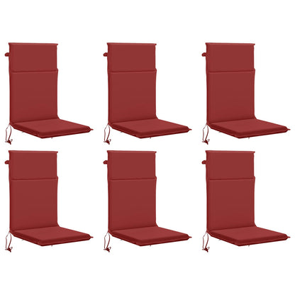 vidaXL High Back Chair Cushion GEMERT 6 pcs 100% Polyester Wine Red 2