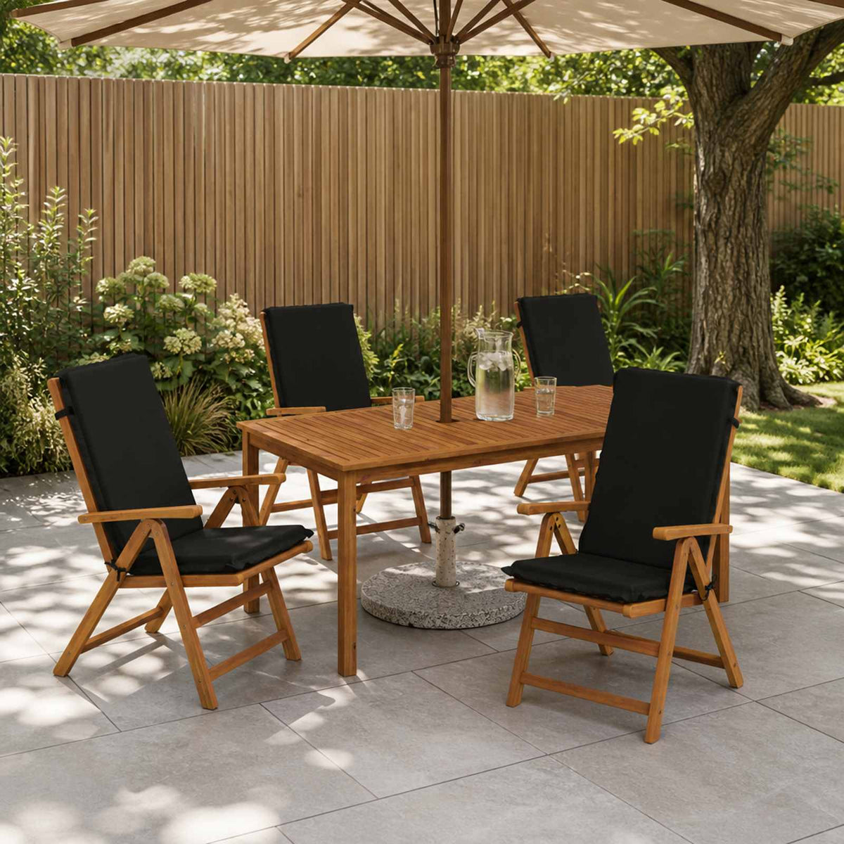 vidaXL High Back Chair Cushion GEMERT 4 pcs 100% Polyester Black 1