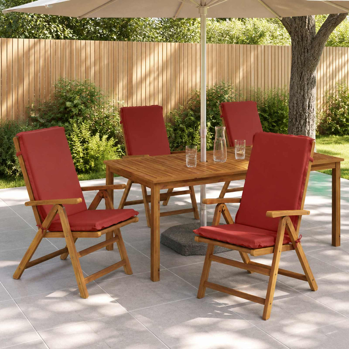 vidaXL High Back Chair Cushion GEMERT 4 pcs 100% Polyester Red 1