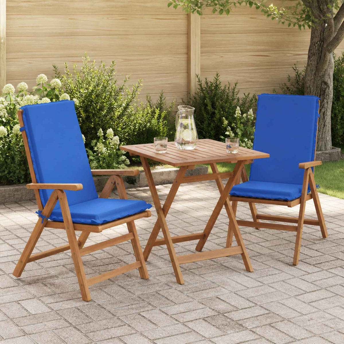 High Back Chair Cushion GEMERT 100% Polyester Taupe 2 pcs Royal blue (polyester)