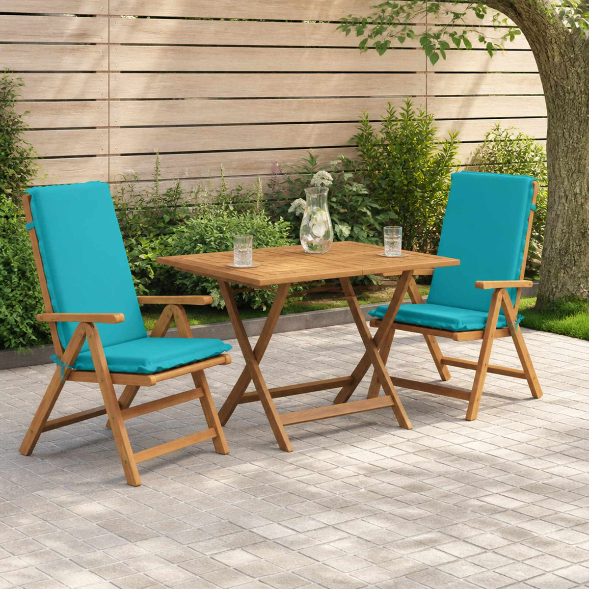 High Back Chair Cushion GEMERT 100% Polyester Taupe 2 pcs Turquoise (polyester)