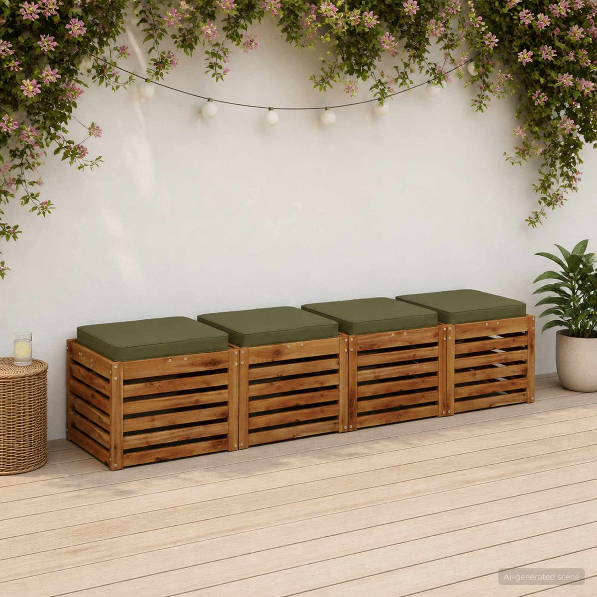 4-Piece Seat Cushions VUGHT 100% Polyester Grey 4 pcs Width 50 cm Olive green (melange)