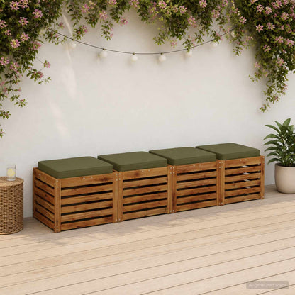 4-Piece Seat Cushions VUGHT 100% Polyester Grey 4 pcs Width 50 cm Olive green (melange)