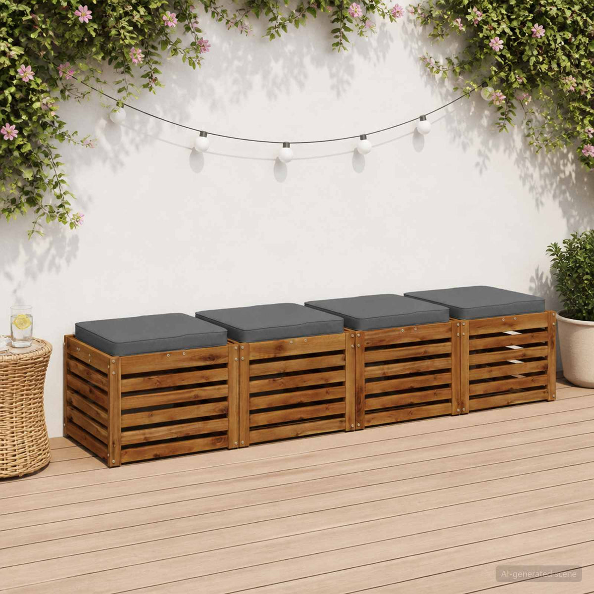vidaXL 4-Piece Seat Cushions VUGHT 100% Polyester Grey 4 pcs Width 50 cm