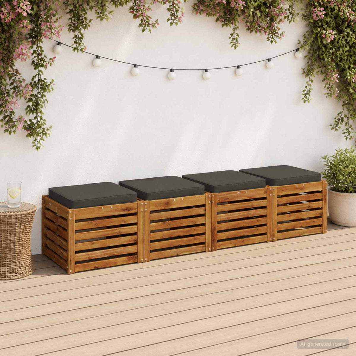 4-Piece Seat Cushions VUGHT 100% Polyester Grey 4 pcs Width 50 cm Anthracite (melange)