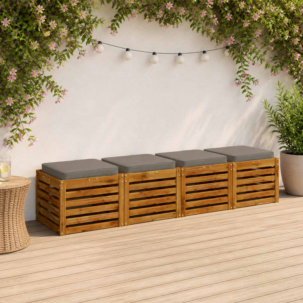vidaXL 4-Piece Seat Cushions VUGHT 100% Polyester Grey 4 pcs Width 50 cm