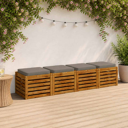vidaXL 4-Piece Seat Cushions VUGHT 100% Polyester Grey 4 pcs Width 50 cm