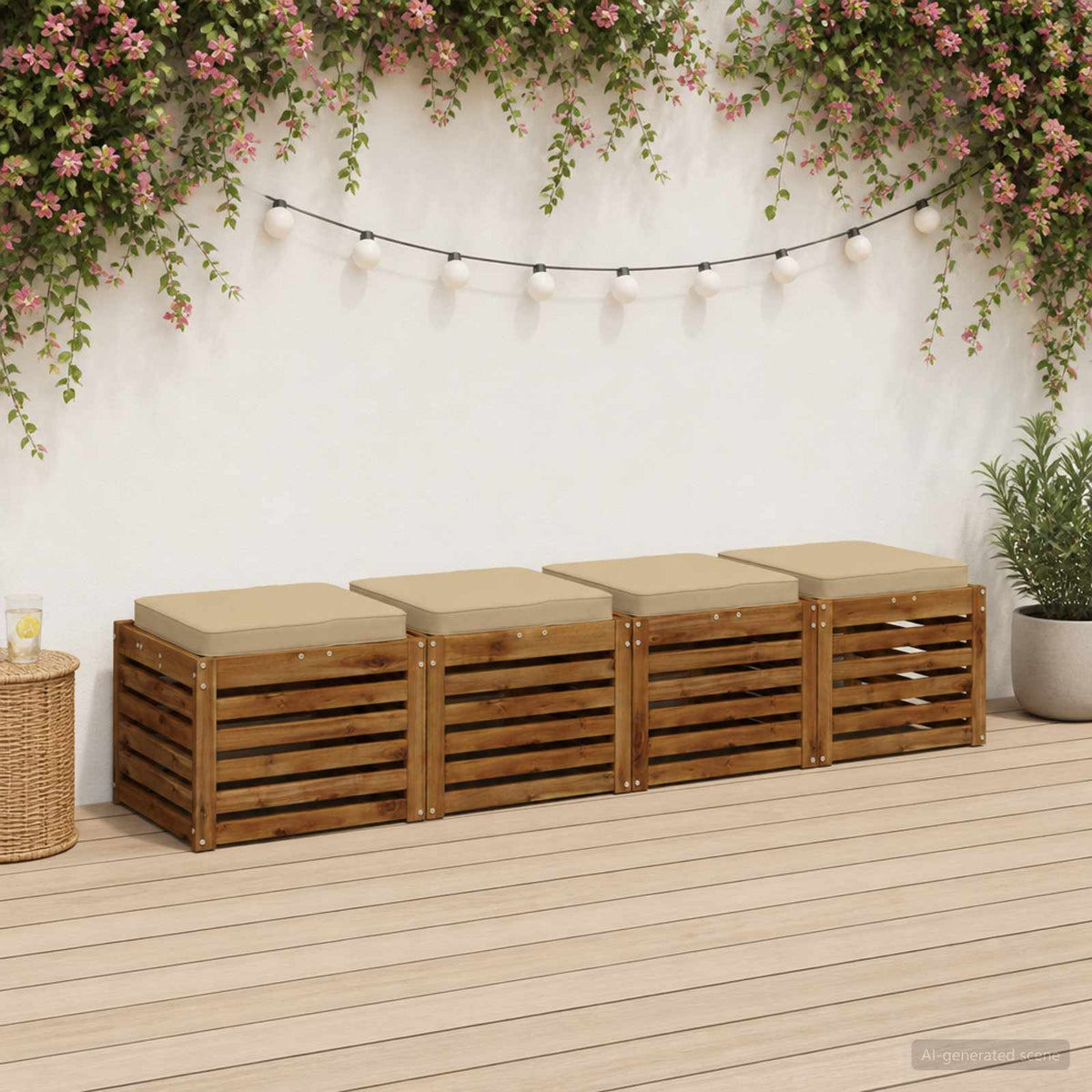 4-Piece Seat Cushions VUGHT 100% Polyester Grey 4 pcs Width 50 cm Beige (polyester)