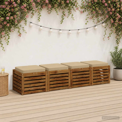 4-Piece Seat Cushions VUGHT 100% Polyester Grey 4 pcs Width 50 cm Beige (polyester)