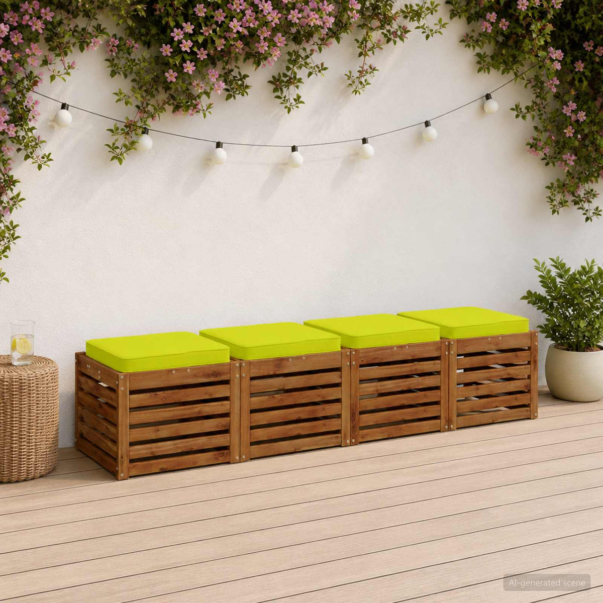 4-Piece Seat Cushions VUGHT 100% Polyester Grey 4 pcs Width 50 cm Bright green (polyester)