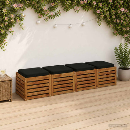 4-Piece Seat Cushions VUGHT 100% Polyester Grey 4 pcs Width 50 cm Black (polyester)
