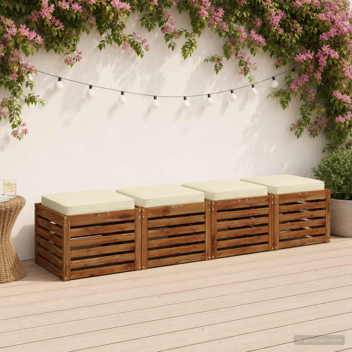 4-Piece Seat Cushions VUGHT 100% Polyester Grey 4 pcs Width 50 cm Cream (polyester)