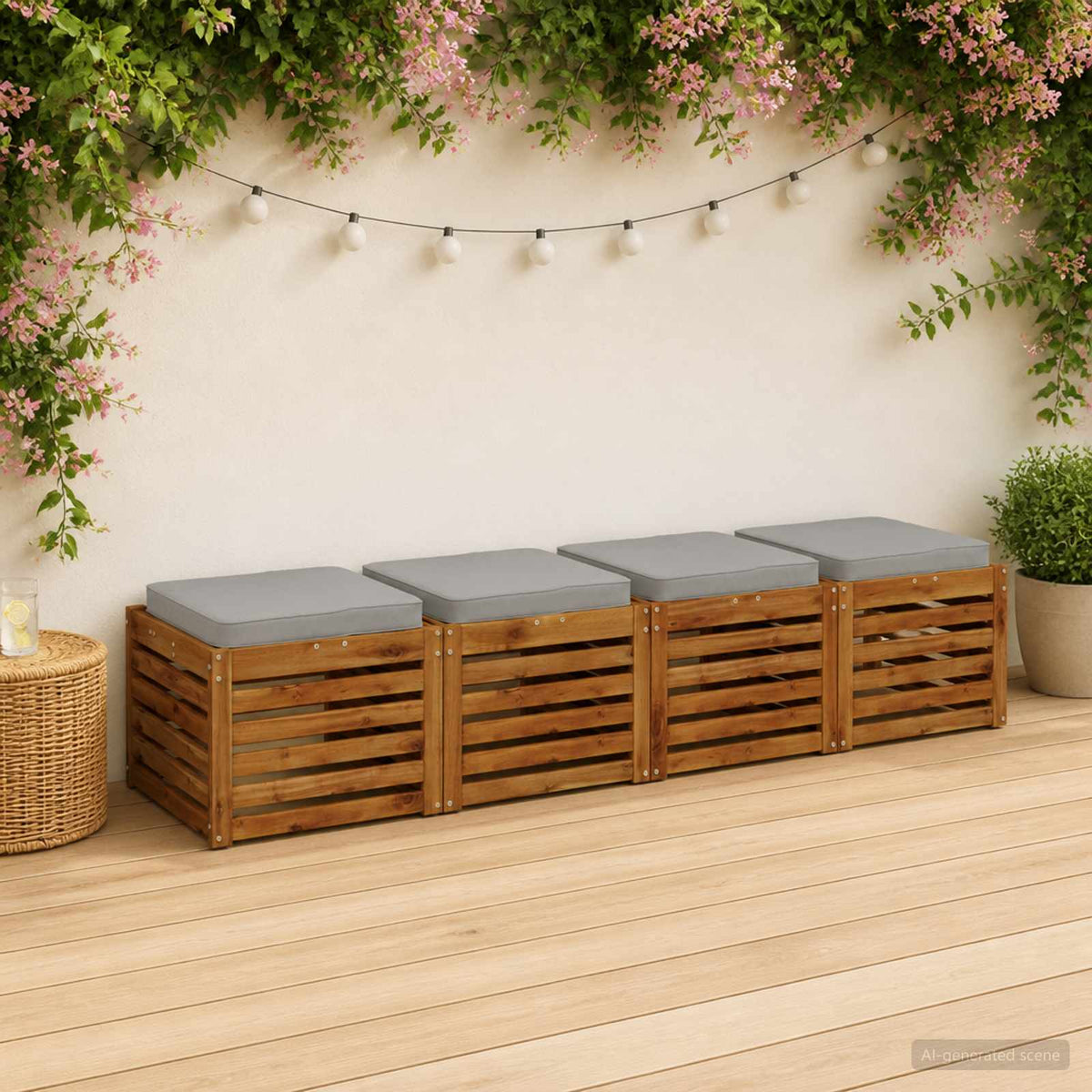 4-Piece Seat Cushions VUGHT 100% Polyester Grey 4 pcs Width 50 cm Grey (polyester)