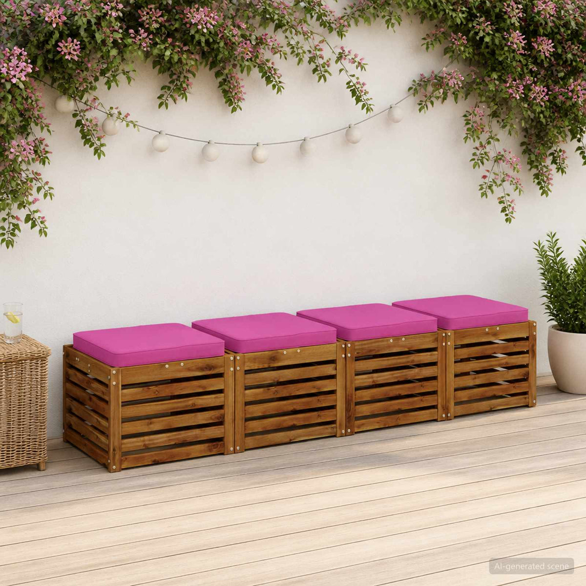 4-Piece Seat Cushions VUGHT 100% Polyester Grey 4 pcs Width 50 cm Pink (polyester)