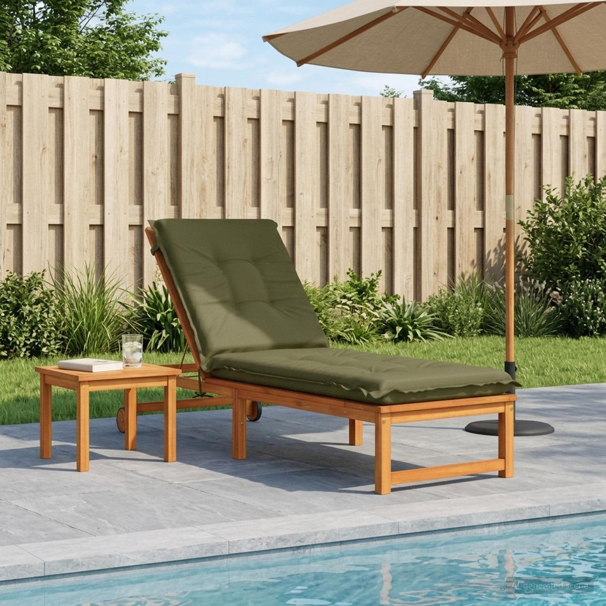 Sunlounger Cushion GEMERT 100% Polyester Melange 190 x 60 x 9 cm Olive green