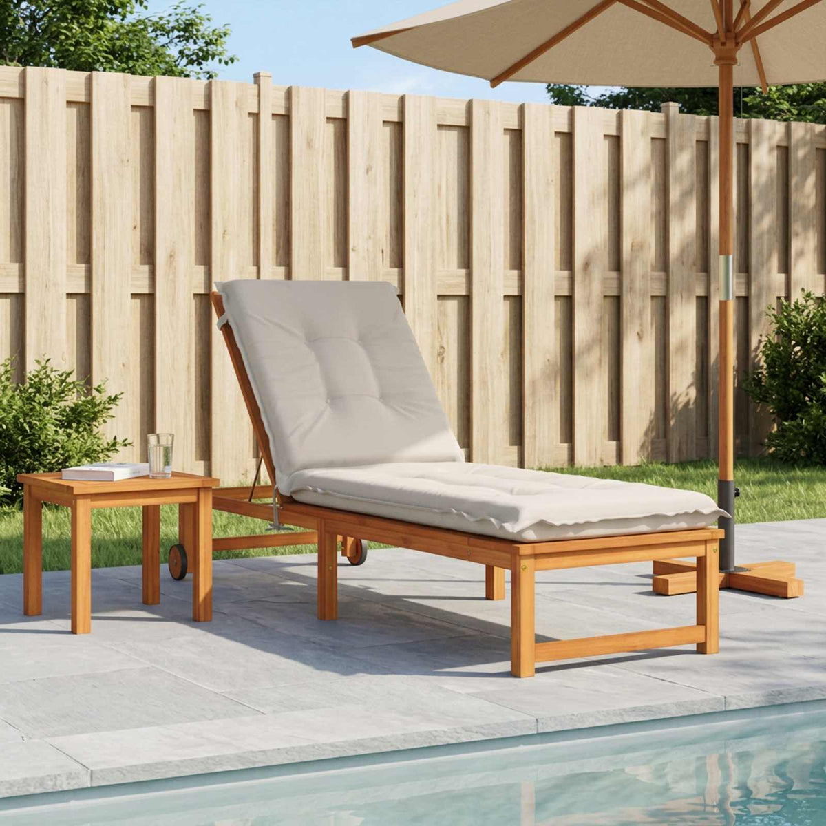 Sunlounger Cushion GEMERT 100% Polyester Melange 190 x 50 x 9 cm White
