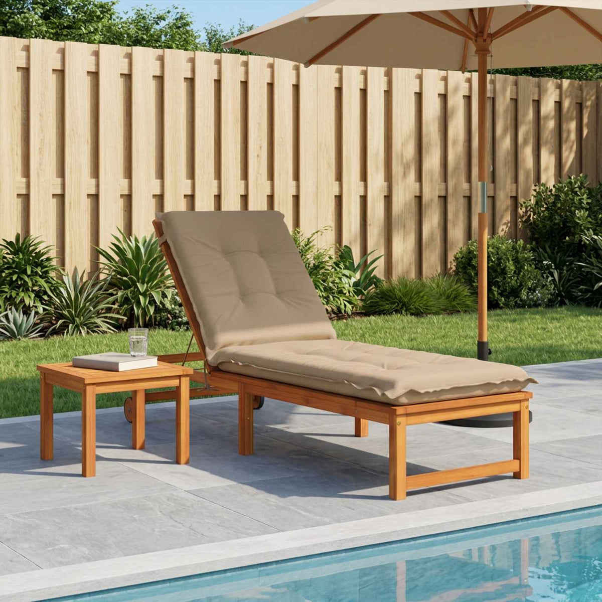 Sunlounger Cushion GEMERT 100% Polyester Melange 190 x 60 x 9 cm Sand