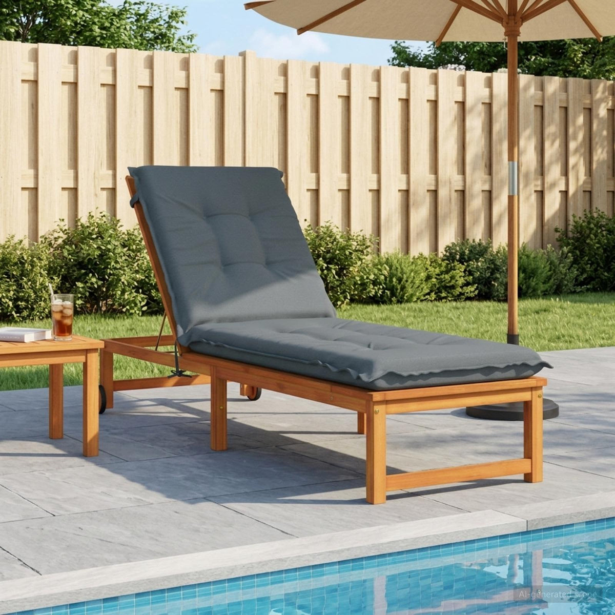 Sunlounger Cushion GEMERT 100% Polyester Melange 190 x 50 x 9 cm Blue