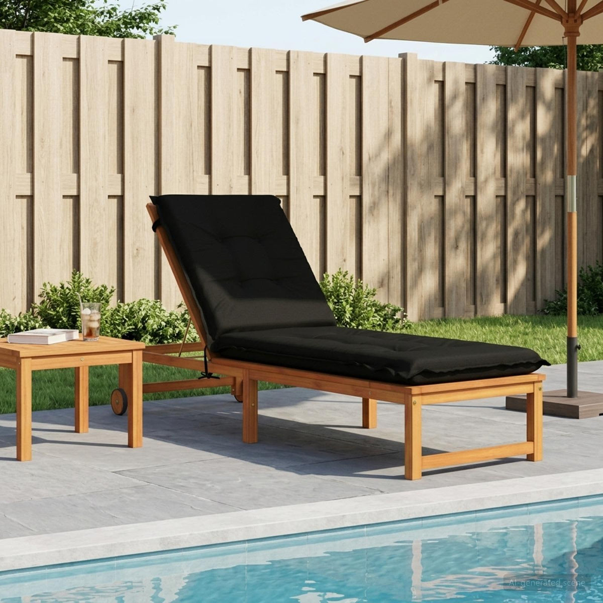 Sunlounger Cushion GEMERT 100% Polyester Melange 190 x 50 x 9 cm Black
