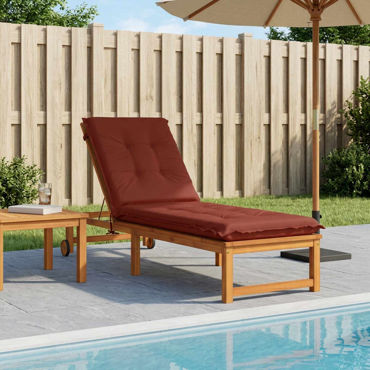 Sunlounger Cushion GEMERT 100% Polyester Melange 190 x 60 x 9 cm Red