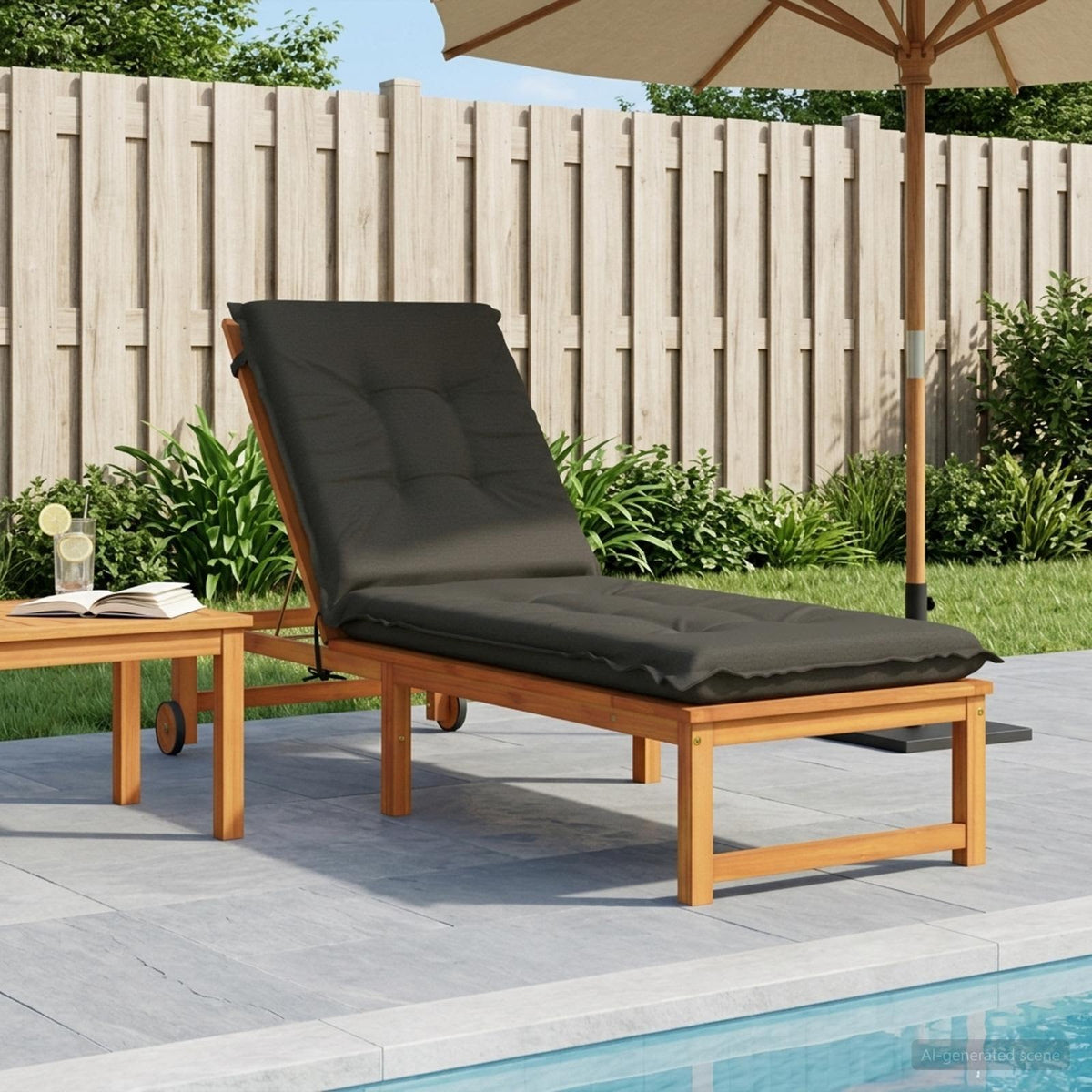 Sunlounger Cushion GEMERT 100% Polyester Melange 190 x 50 x 9 cm Anthracite