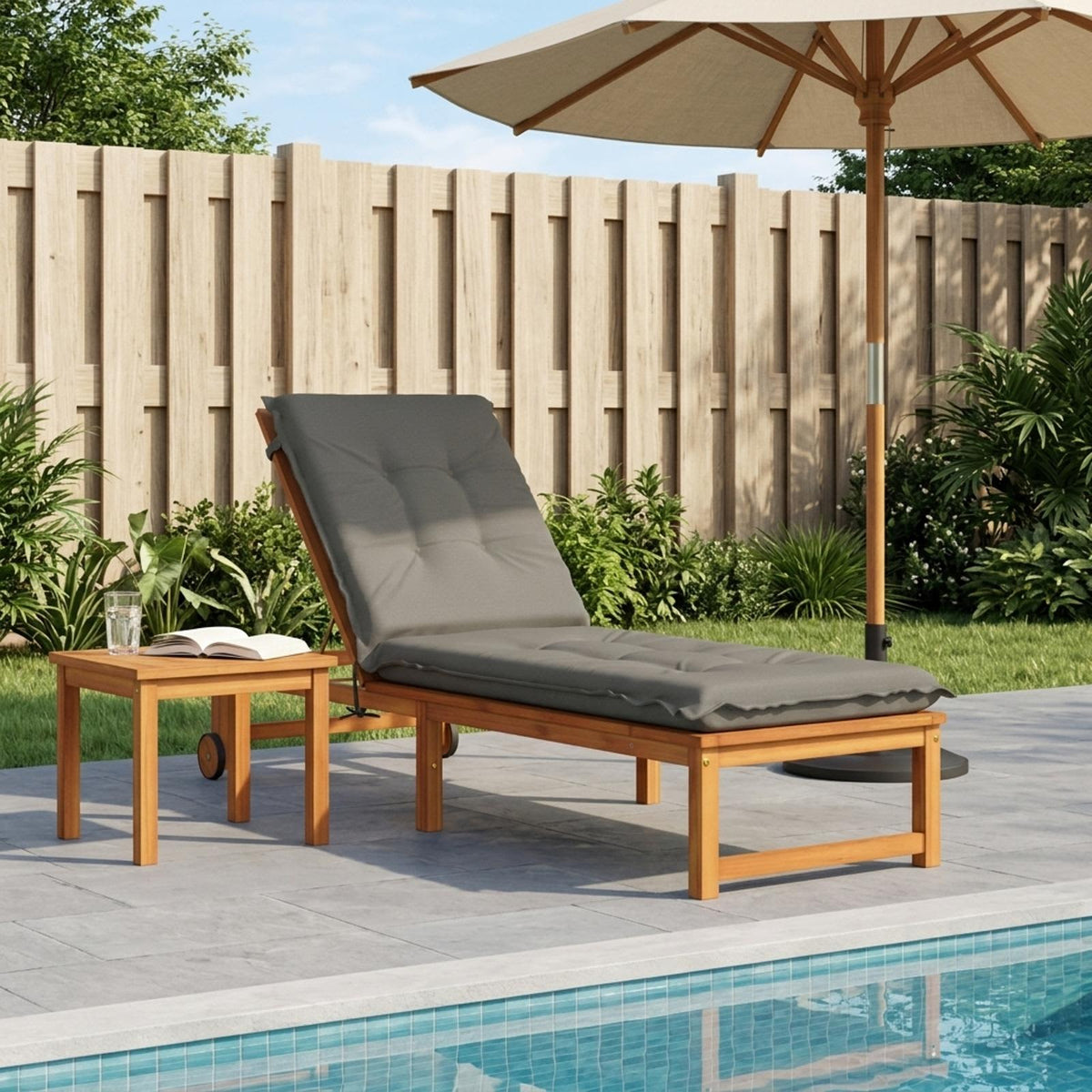 Sunlounger Cushion GEMERT 100% Polyester Melange 190 x 50 x 9 cm Grey