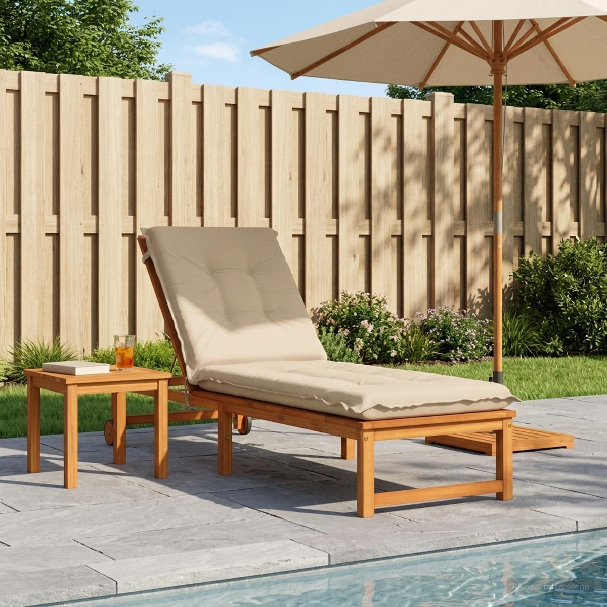 Sunlounger Cushion GEMERT 100% Polyester Melange 190 x 50 x 9 cm Cream